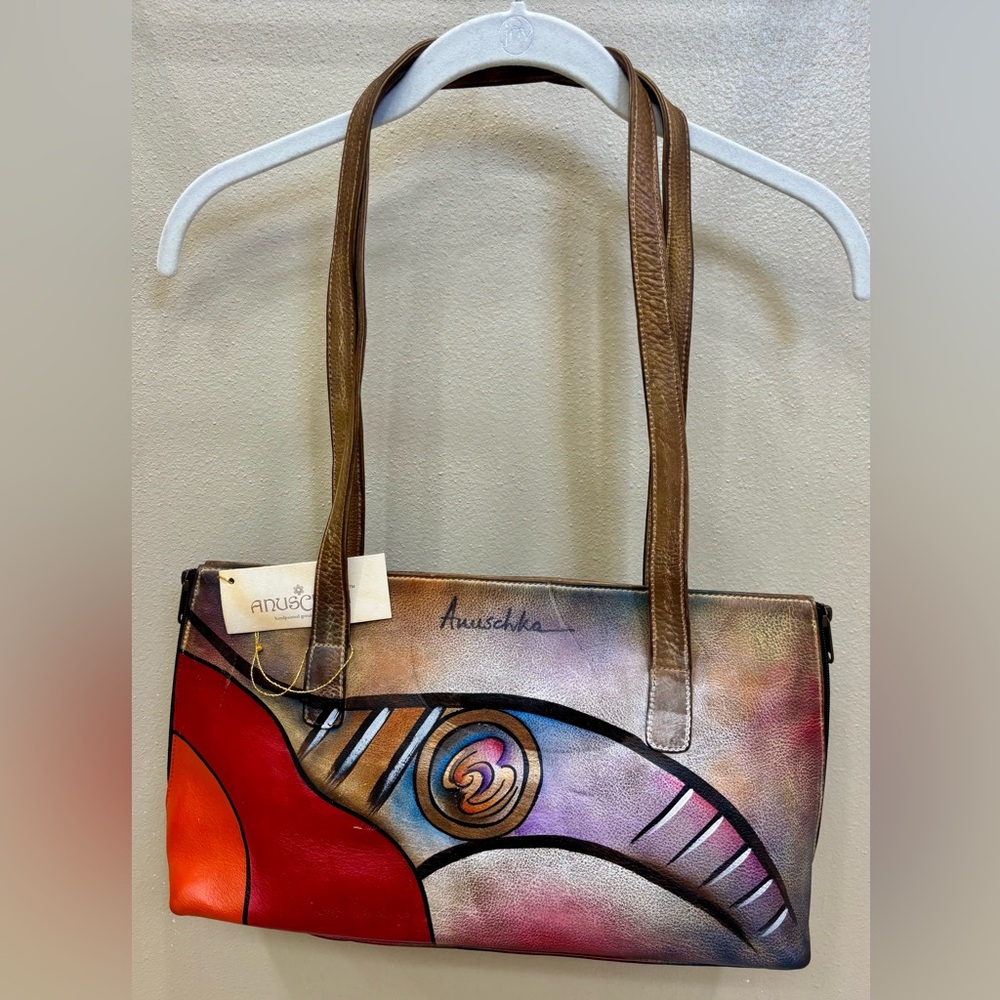 Anuschka Leather Hand Painted shoulder bag. NWT